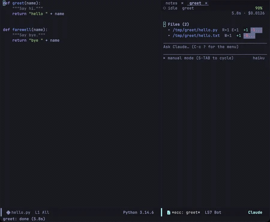 The Files section: a file unfolded to its diff, then reviewed on its own