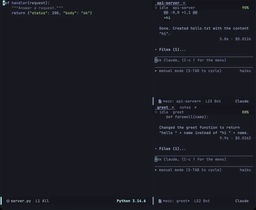 Two projects crowding one frame; picking one of them takes the other’s window away, brings this project’s second session in beside it, and changes the source on the left