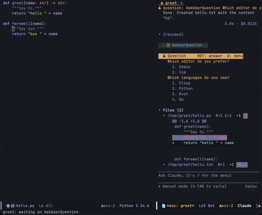 A question with two questions: one option chosen, two toggled on the second, and the answers sent