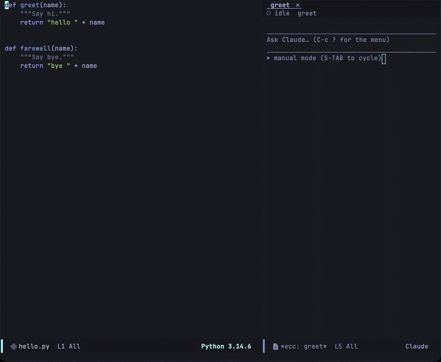 Sending the region: the marked code and the question arrive in the transcript, and the answer streams back